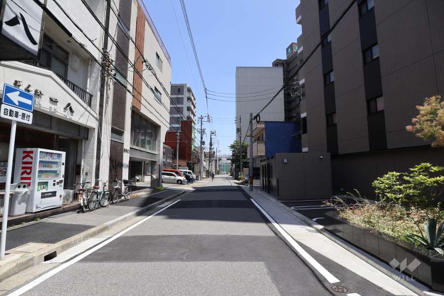 敷地北側の前面道路（西側から）