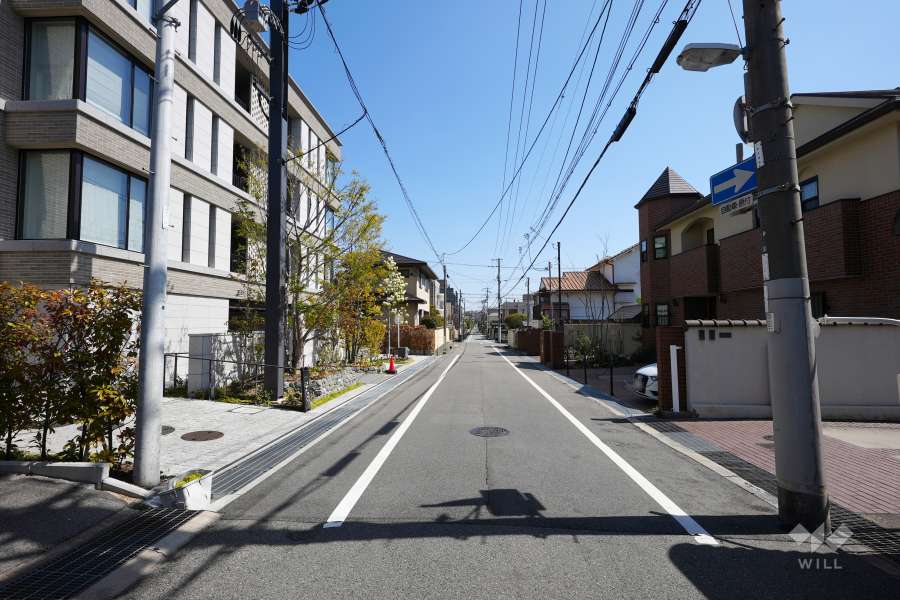 敷地南側の前面道路（西側から）