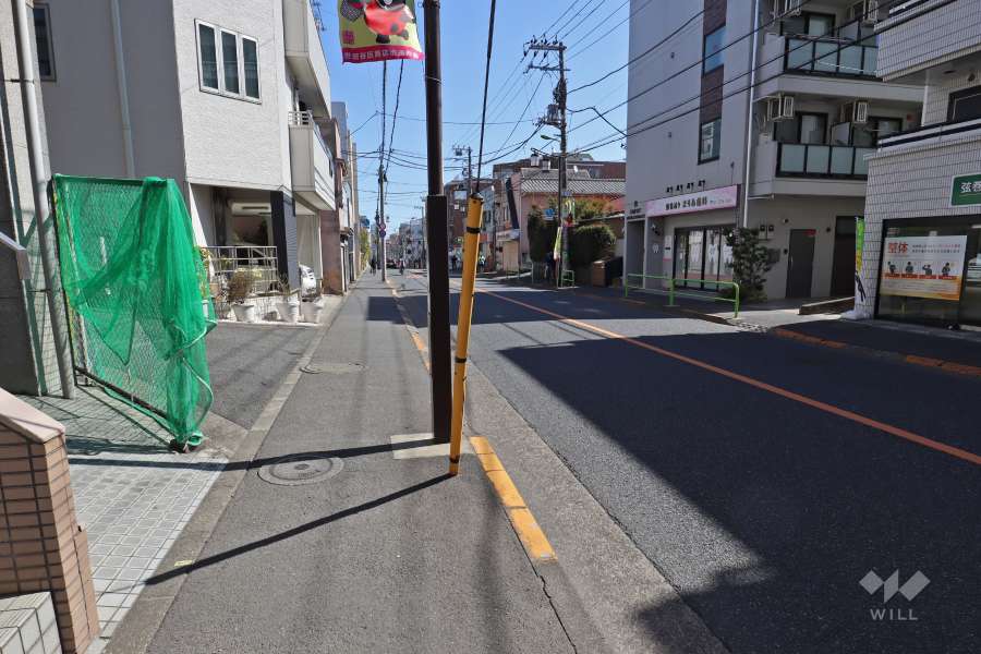 敷地南側の前面道路（西側から）