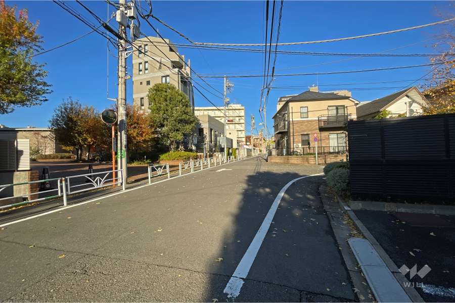 敷地南西側の前面道路（南東側から）