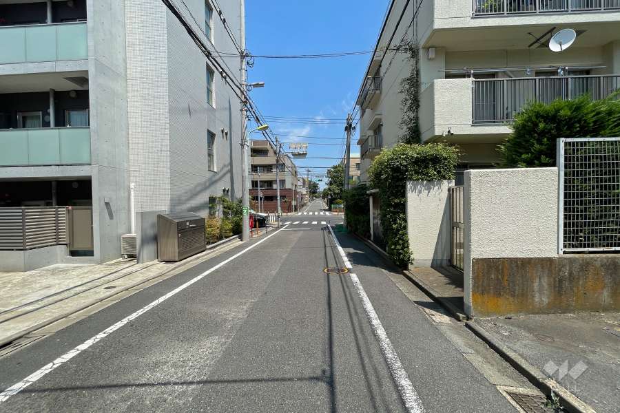 敷地西側の前面道路（南側から）
