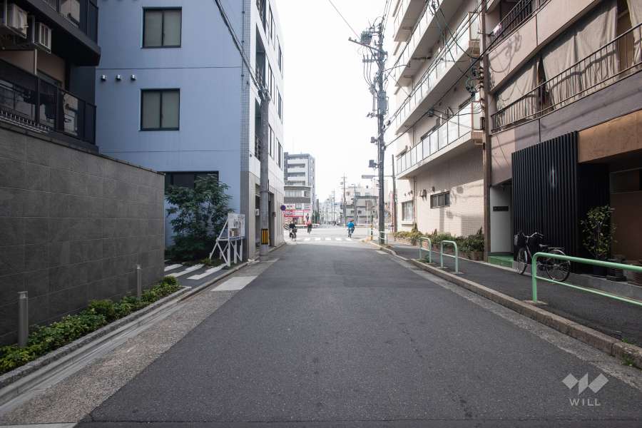 敷地北側の前面道路（西側から）