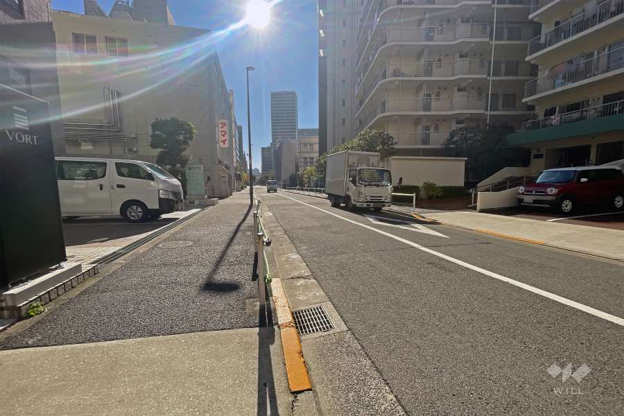 敷地の西側前面道路（北側から）