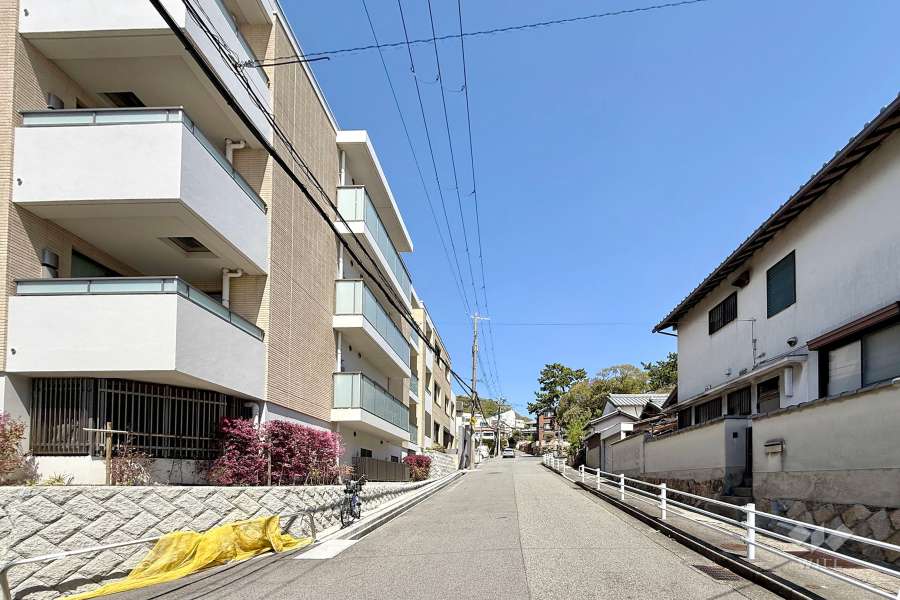 敷地東側の前面道路（南側から）