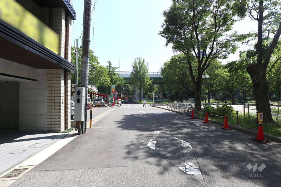 敷地西側の前面道路（北側から）