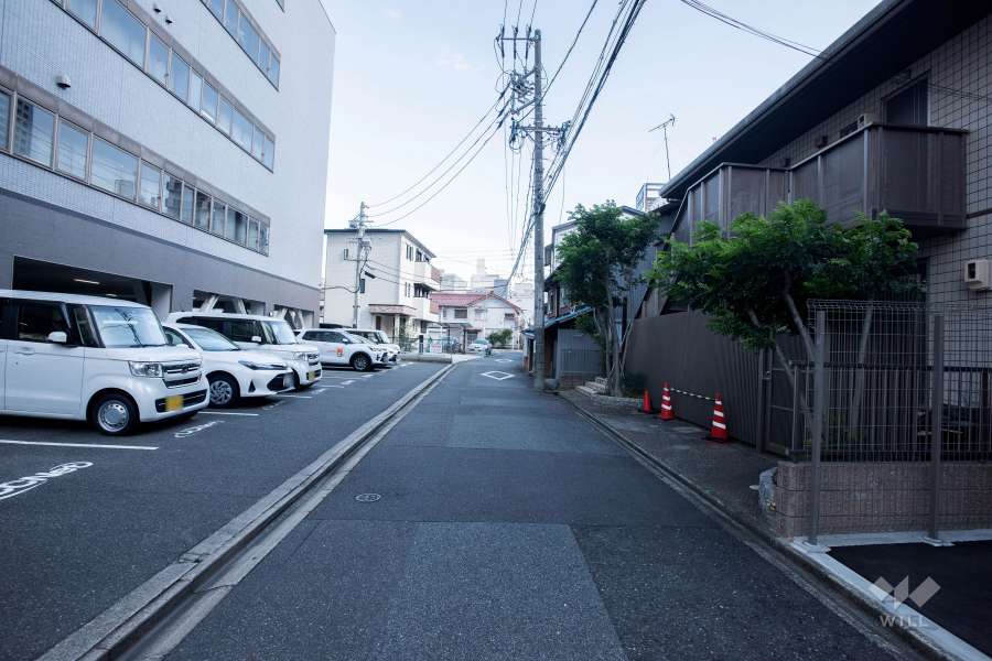 敷地北側の前面道路（西側から）
