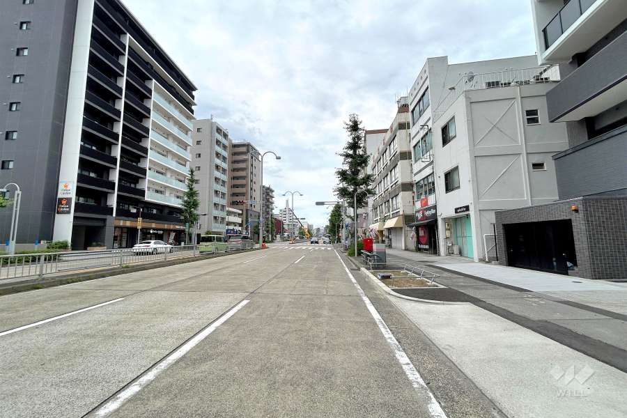 敷地東側の前面道路（北側から）