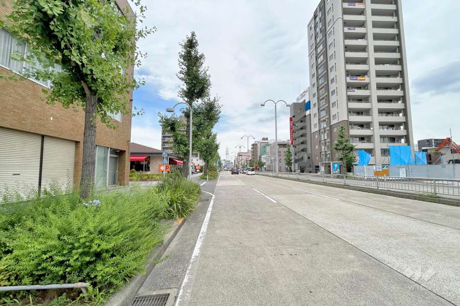 敷地東側の前面道路（南側から）