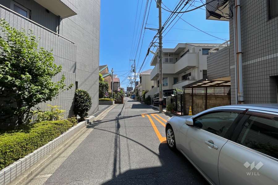 敷地東側の前面道路（北側から）