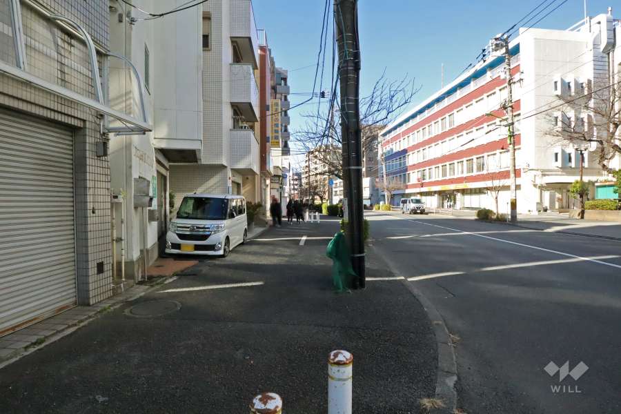 敷地北東側の前面道路(南東側から)