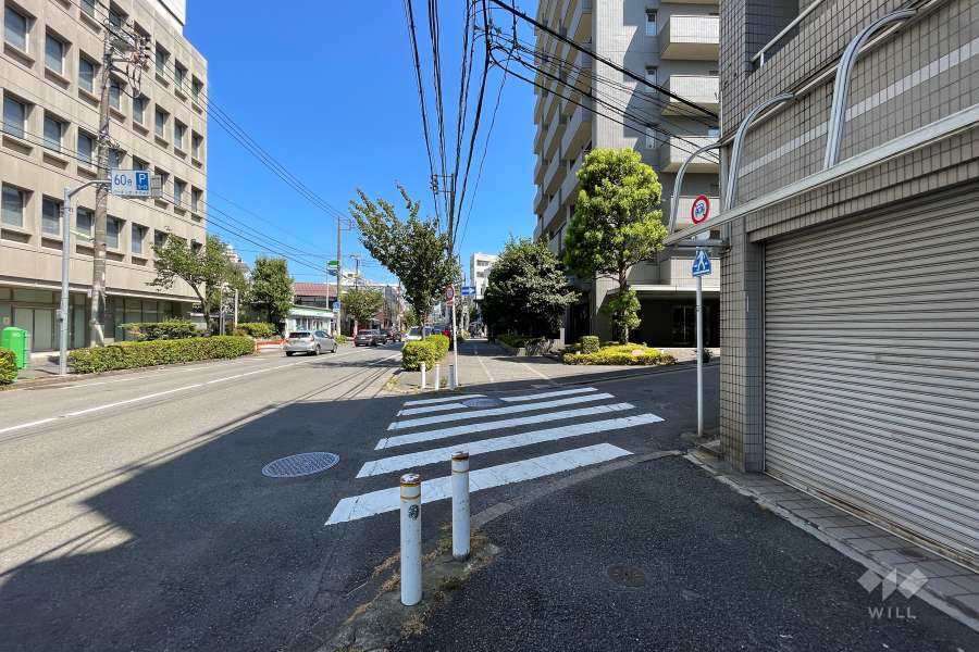 敷地北東側の前面道路（北西側から）