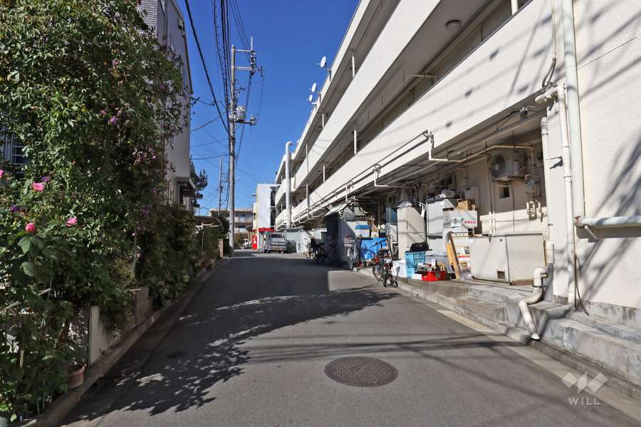 敷地西側の前面道路