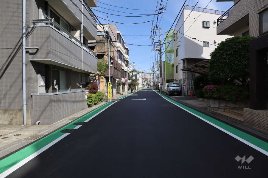 敷地北東側の前面道路（北西側から）