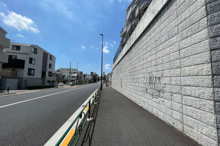 敷地東側の前面道路（北側から）