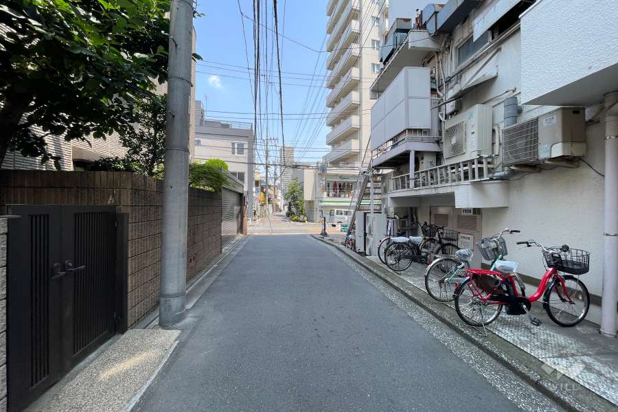 敷地北側の前面道路（西側から）