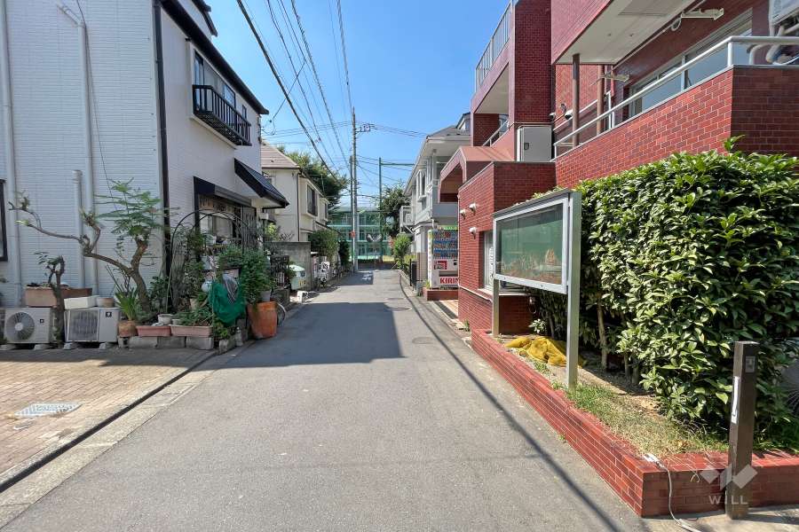 敷地南西側の前面道路（南西側から）