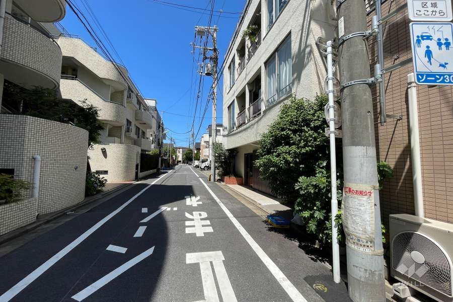 敷地の南側前面道路（東側から）