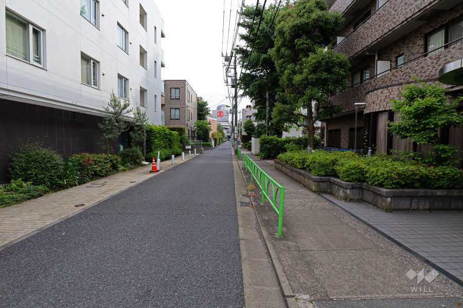 敷地西側の前面道路(北側から)
