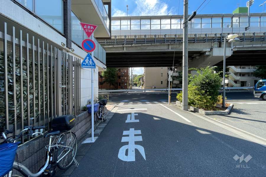 敷地西側の前面道路（北側から）