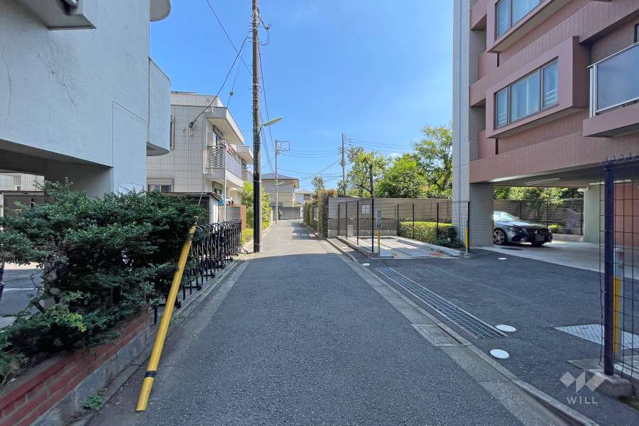 敷地東側の前面道路（北側から）