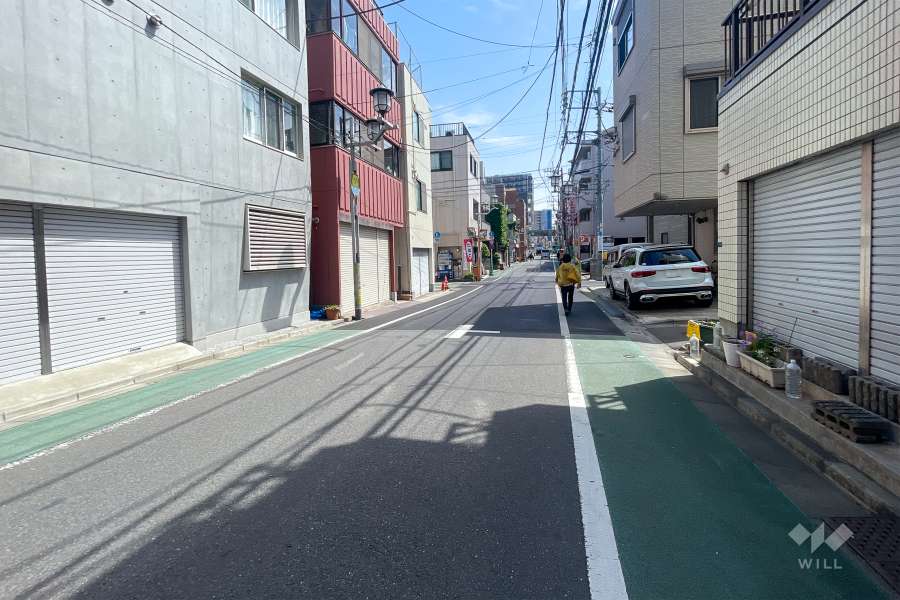 敷地南側の前面道路（西側から）