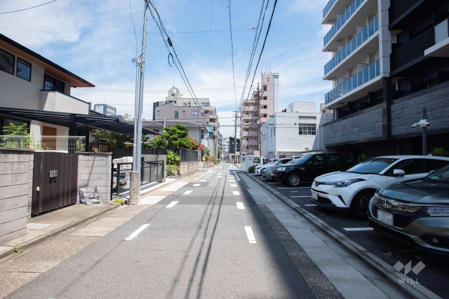 敷地北側の前面道路(西側から)