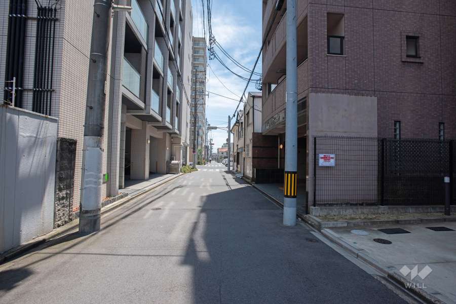 敷地東側の前面道路（北側から）