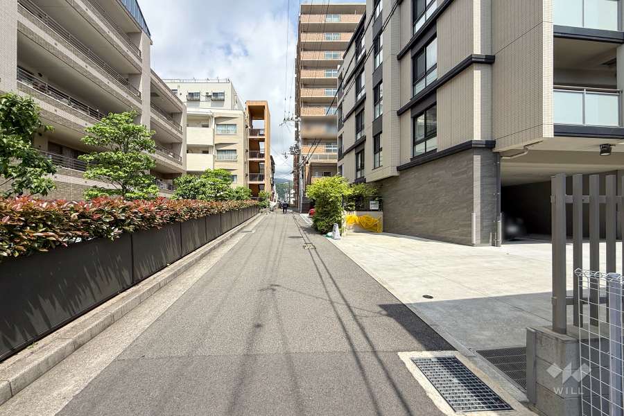 敷地西側の前面道路（南側から）