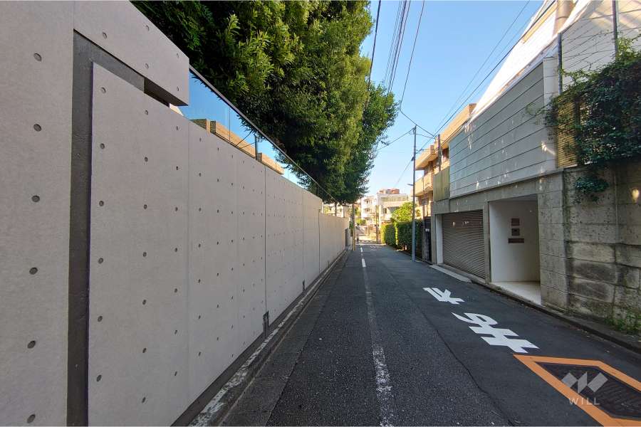 敷地北東側の前面道路（南東側から）
