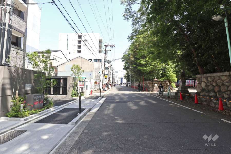 敷地南側の前面道路（西側から）