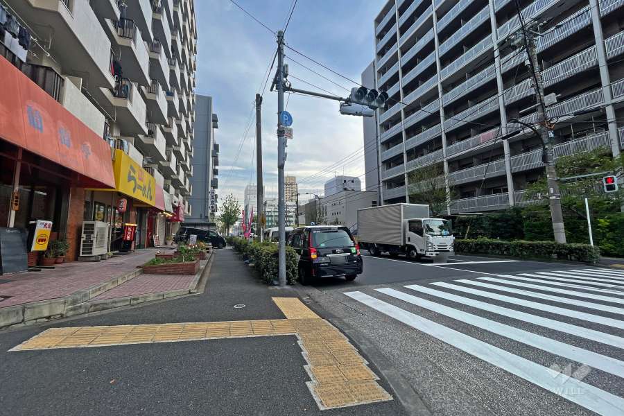 敷地西側の前面道路（北側から）