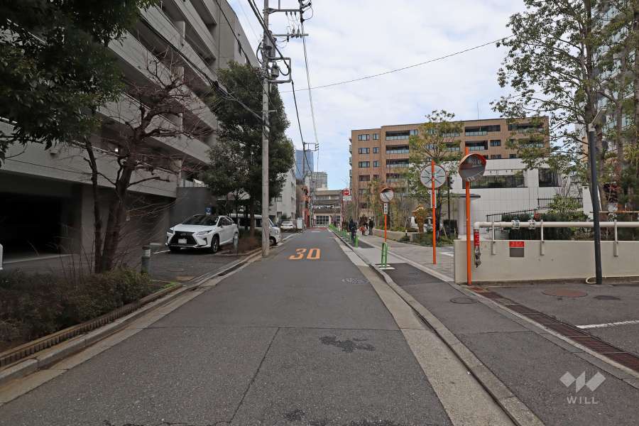 敷地西側の前面道路（南側から）