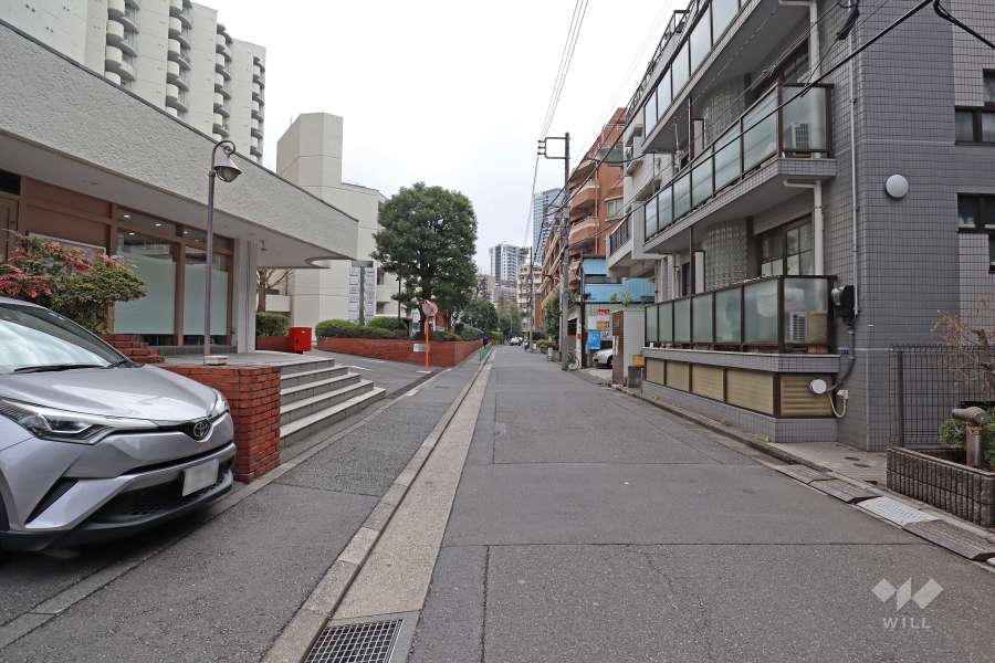 敷地西側の前面道路（北側から）