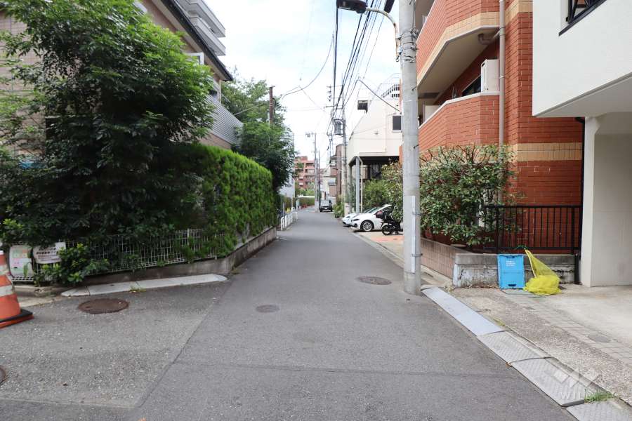 敷地東側の前面道路（北側から）