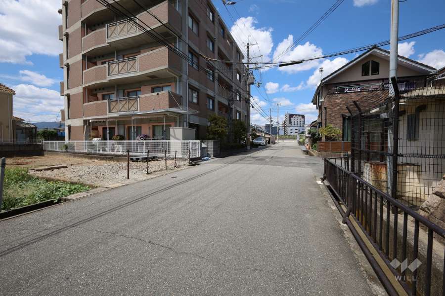 敷地南側の前面道路（西側から）