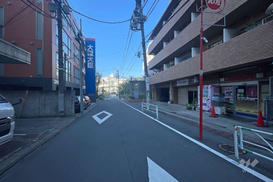 敷地南東側の前面道路（北東側から）