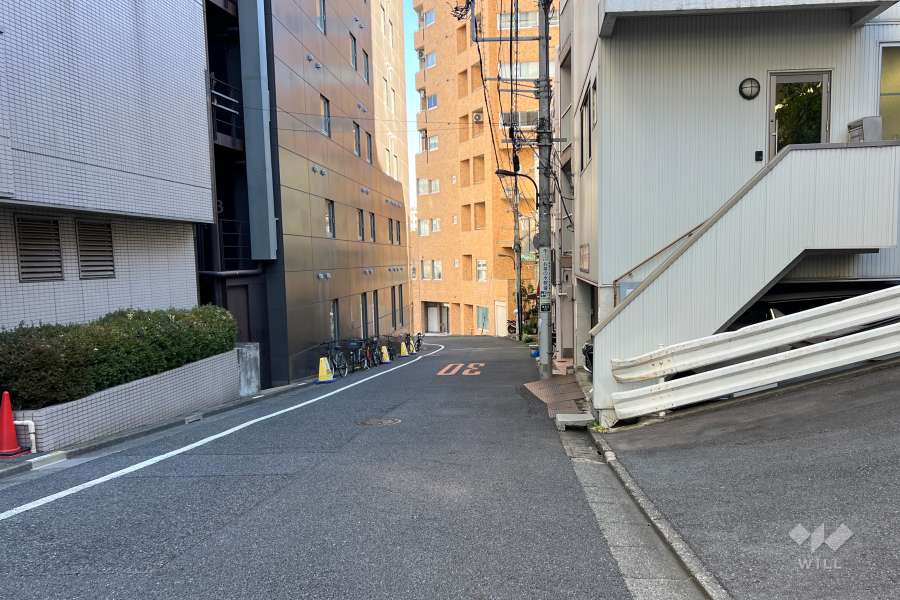 敷地の北側前面道路（西側から）