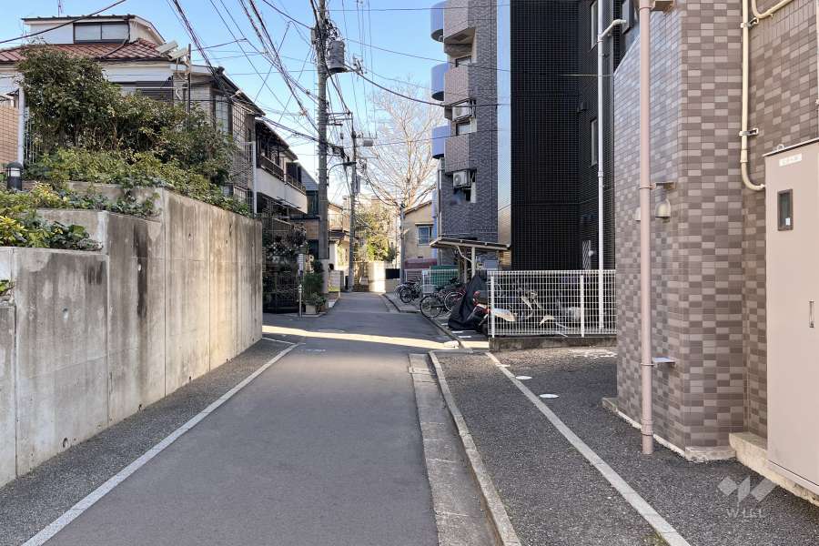 敷地北側の前面道路（西側から）