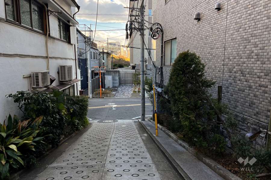 敷地東側の前面道路（北側から）