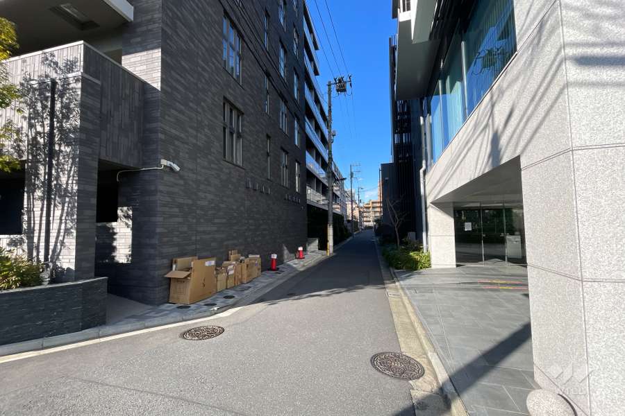 敷地の東側前面道路（南側から）