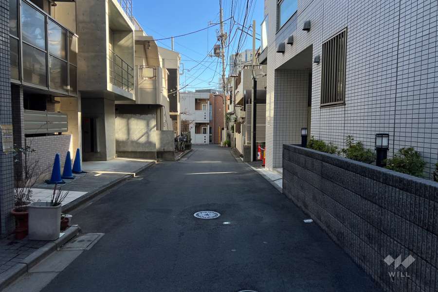 敷地北東側の前面道路（北西側から）