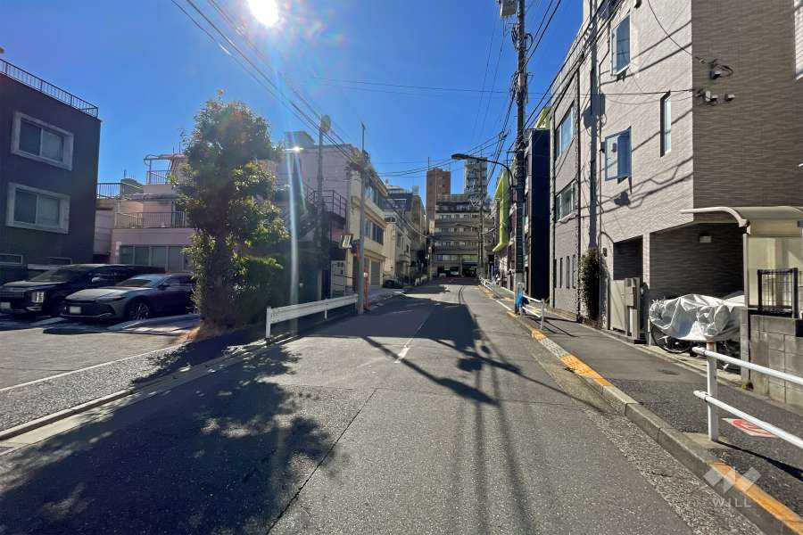 敷地西側の前面道路（北側から）