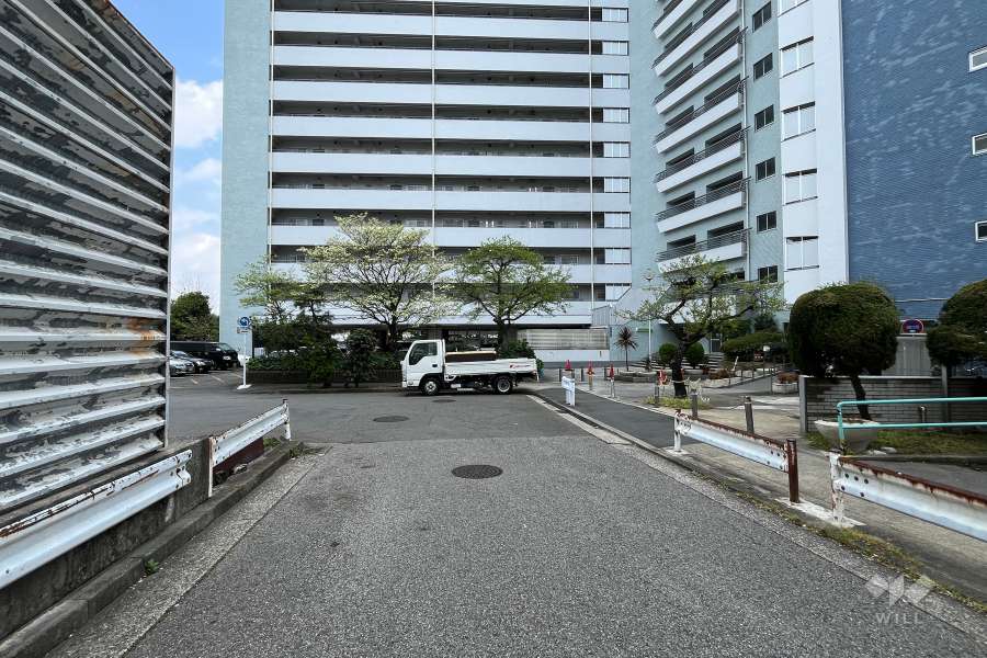 敷地の北側前面道路（西側から）