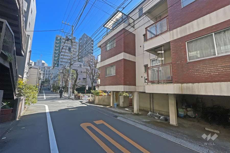 敷地の北側前面道路（西側から）