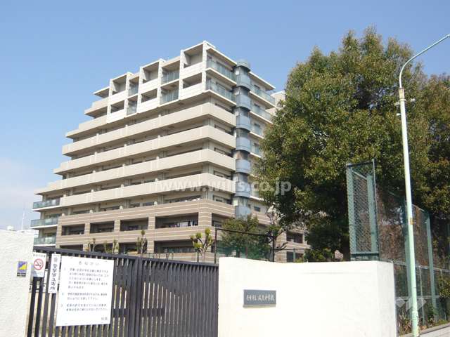 パレ尼崎マスターズプレイスの外観（南東側から）　敷地南側は『成良中学校』に面しています。