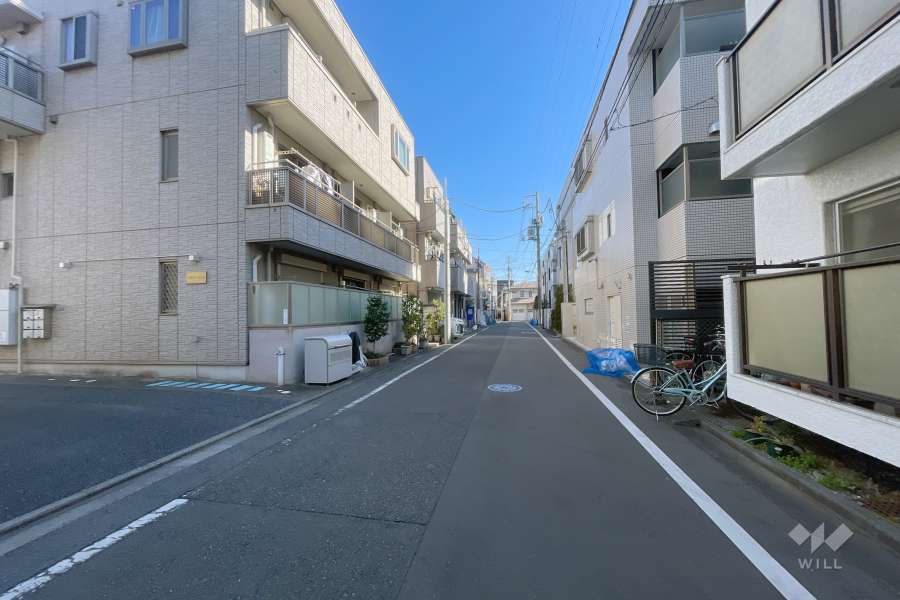 敷地の北側前面道路（西側から）