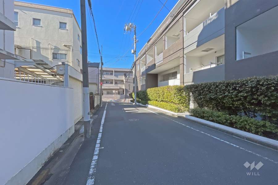 敷地の南西側前面道路（南東側から）