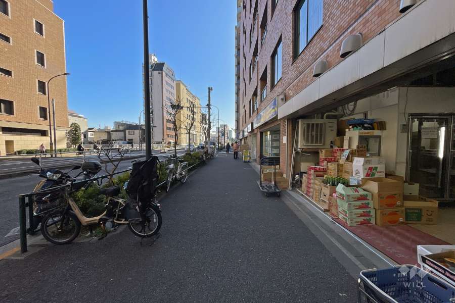 敷地東側の前面道路（北側から）