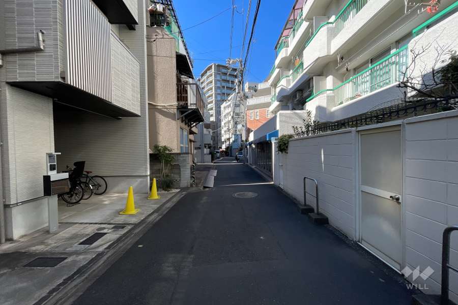 敷地の南側前面道路（東側から）