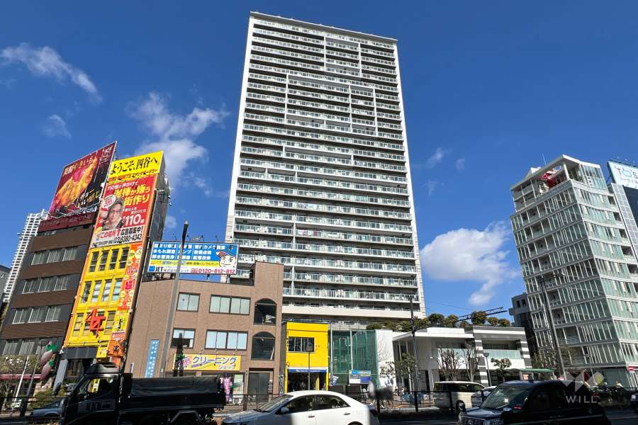 ライオンズ四谷タワーゲートの外観（南西側から）